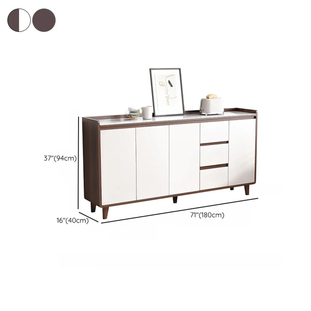 Nut-Brown Wood Rectangular Kitchen China Cabinet