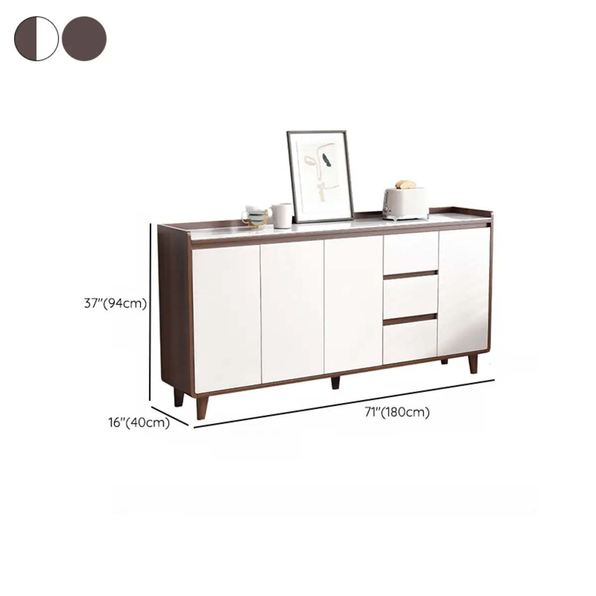 Nut-Brown Wood Rectangular Kitchen China Cabinet