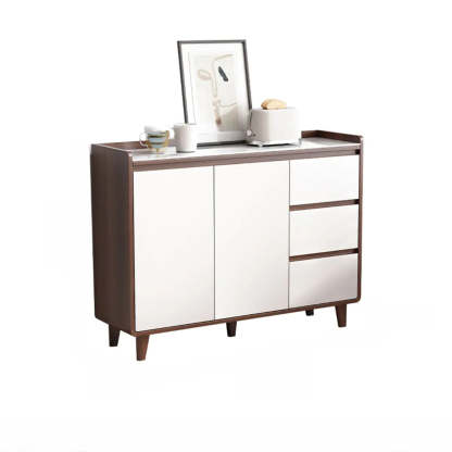Nut-Brown Wood Rectangular Kitchen China Cabinet — Glass / Nut-Brown