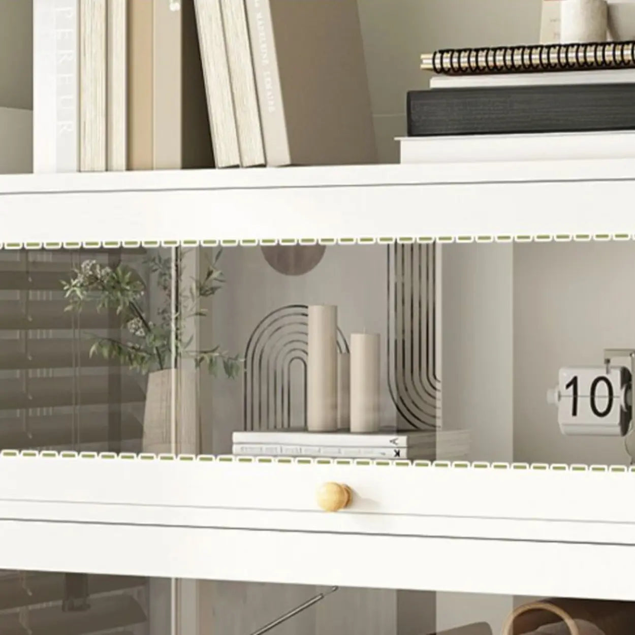 White Rectangular Wood Display Cabinet