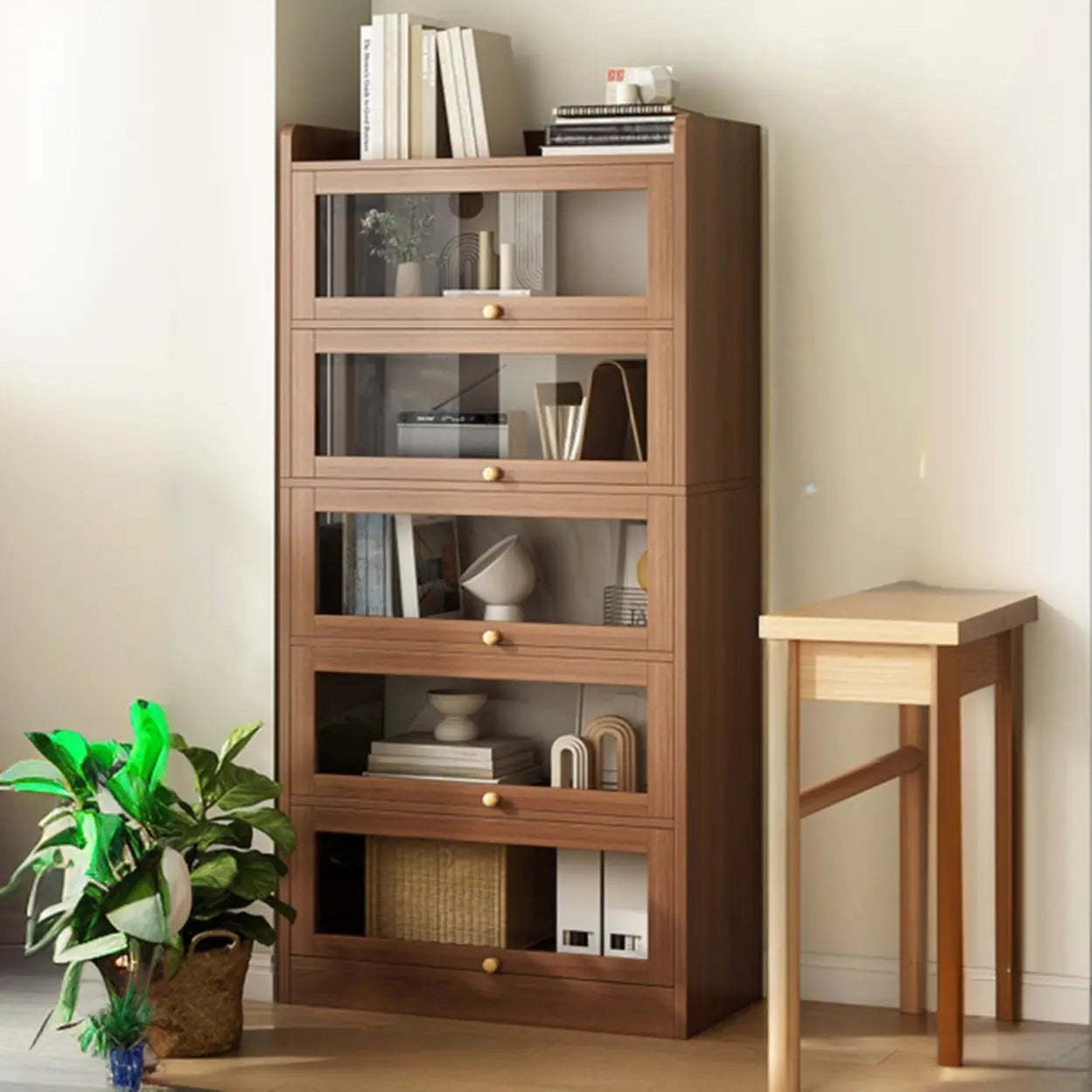 White Rectangular Wood Display Cabinet