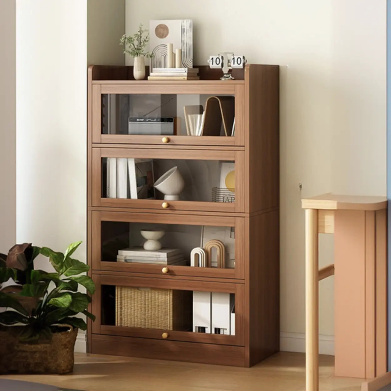 White Rectangular Wood Display Cabinet