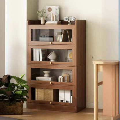 White Rectangular Wood Display Cabinet