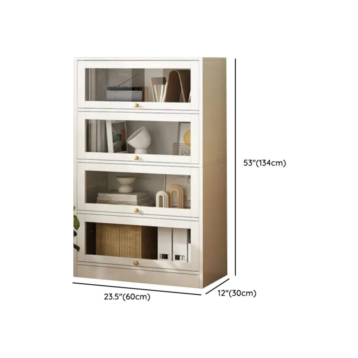 White Rectangular Wood Display Cabinet