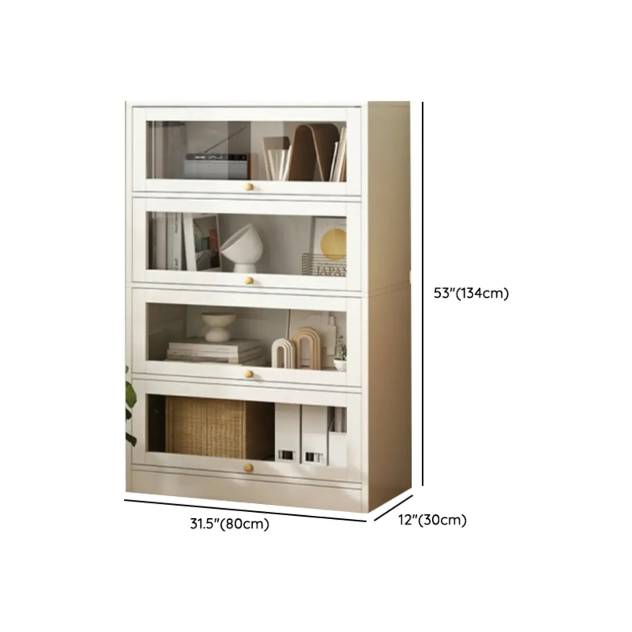 White Rectangular Wood Display Cabinet