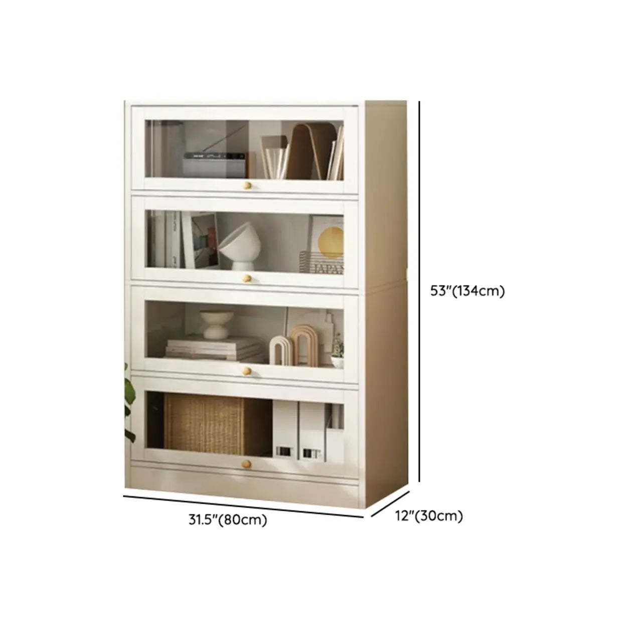 White Rectangular Wood Display Cabinet