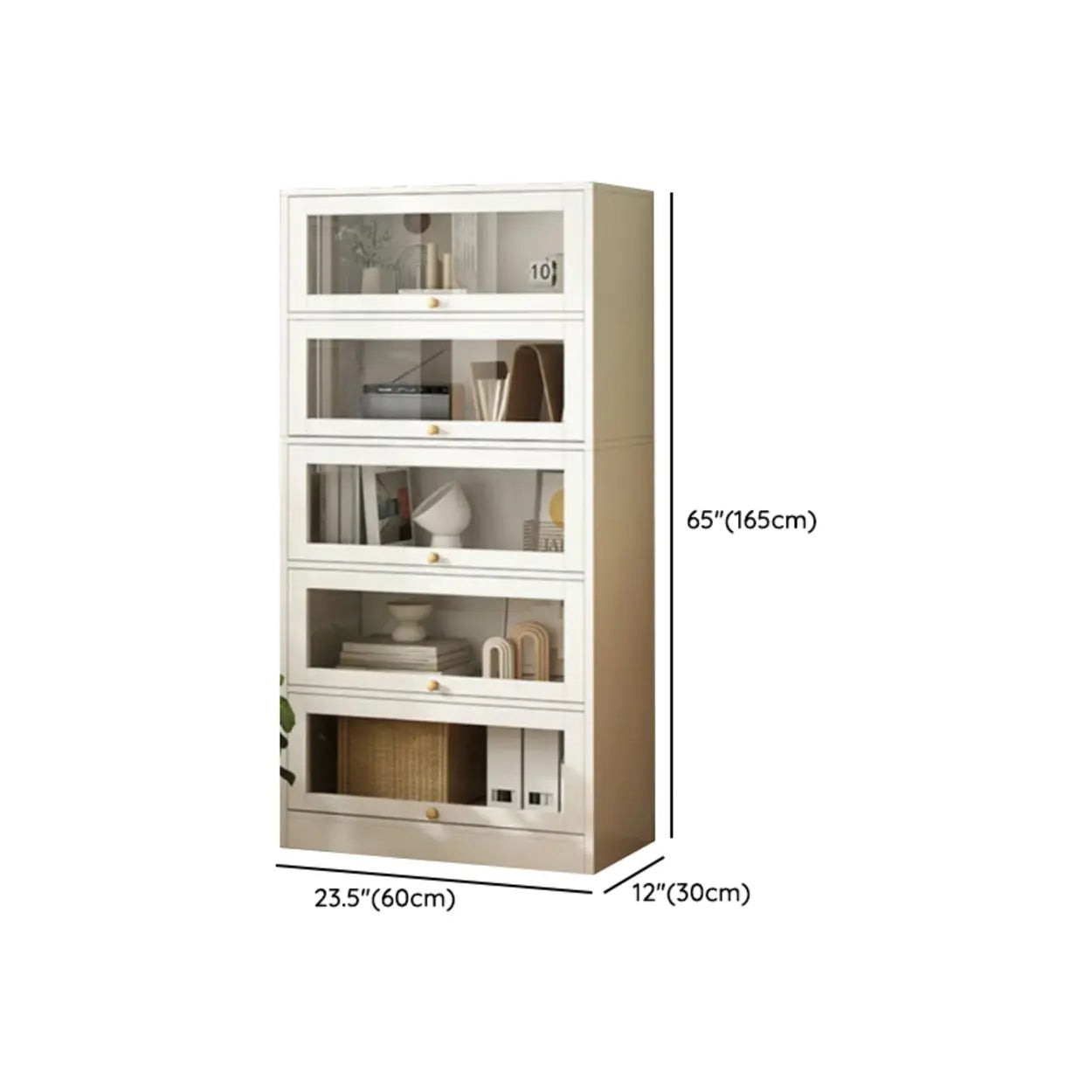 White Rectangular Wood Display Cabinet