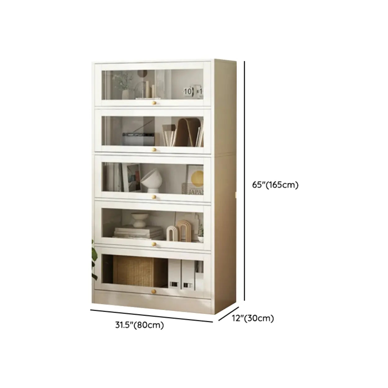 White Rectangular Wood Display Cabinet