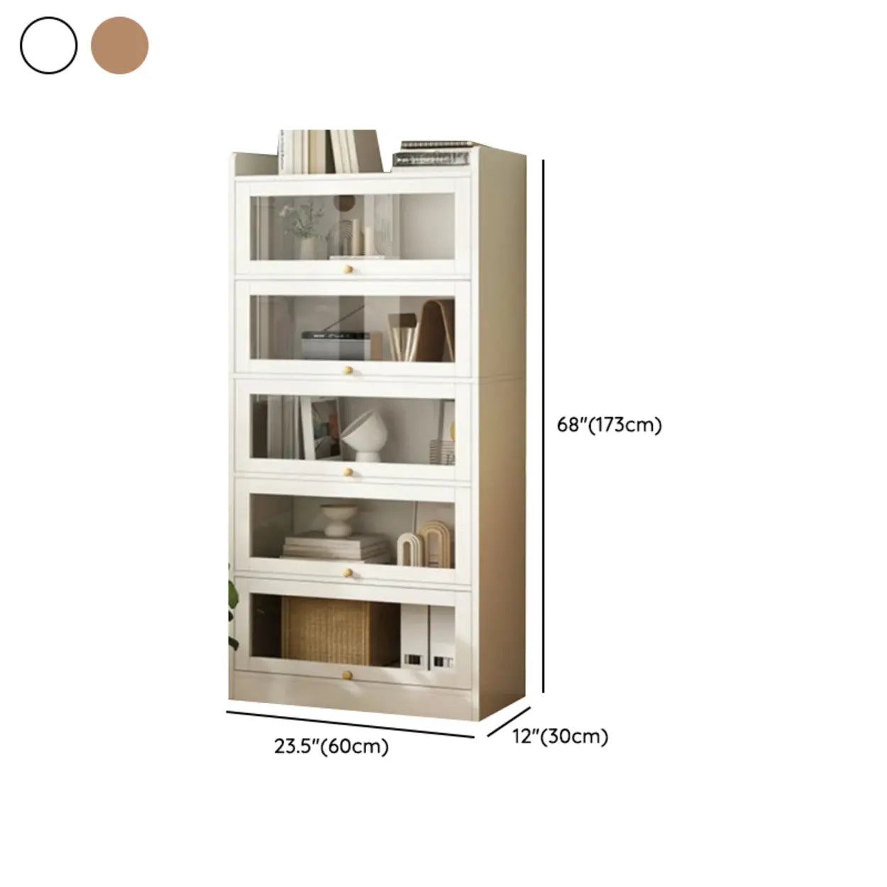White Rectangular Wood Display Cabinet