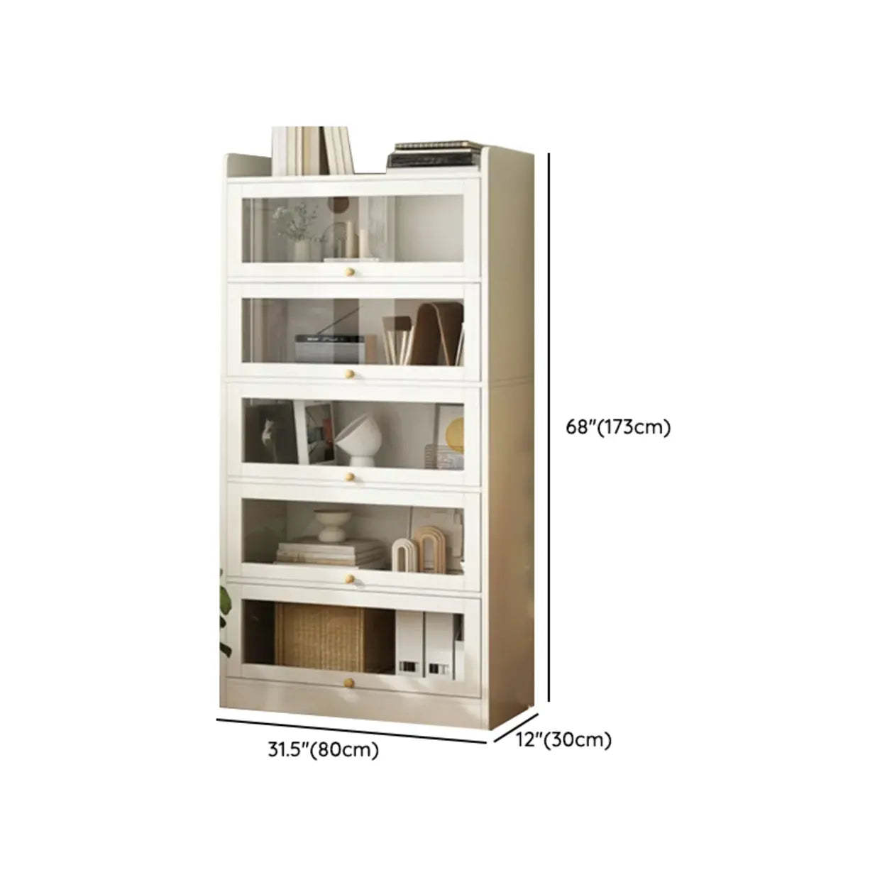 White Rectangular Wood Display Cabinet