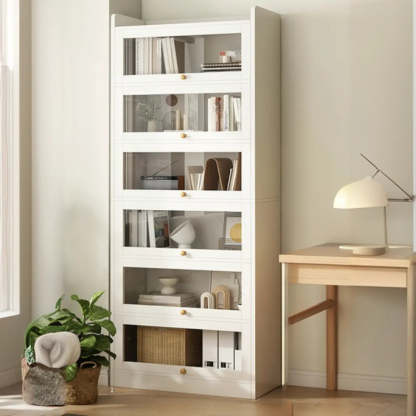 White Rectangular Wood Display Cabinet — White