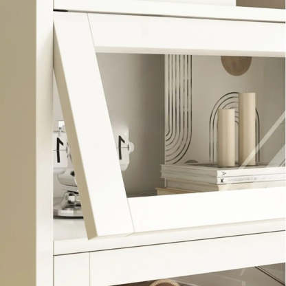 White Rectangular Wood Display Cabinet — White