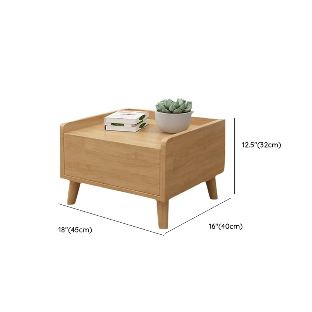 Rectangular Natural Wood 1-Drawer Nightstand