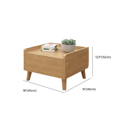 Rectangular Natural Wood 1-Drawer Nightstand