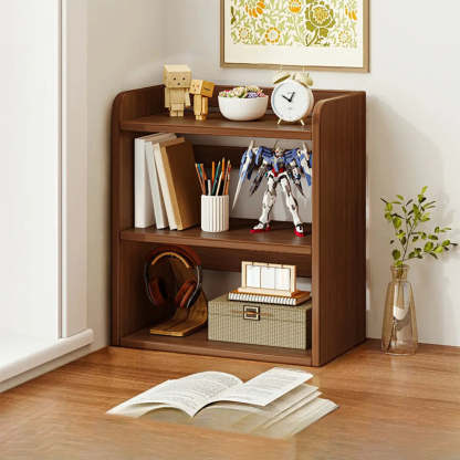 Dark Walnut Rectangular Wood 2-Tier Display Cabinet