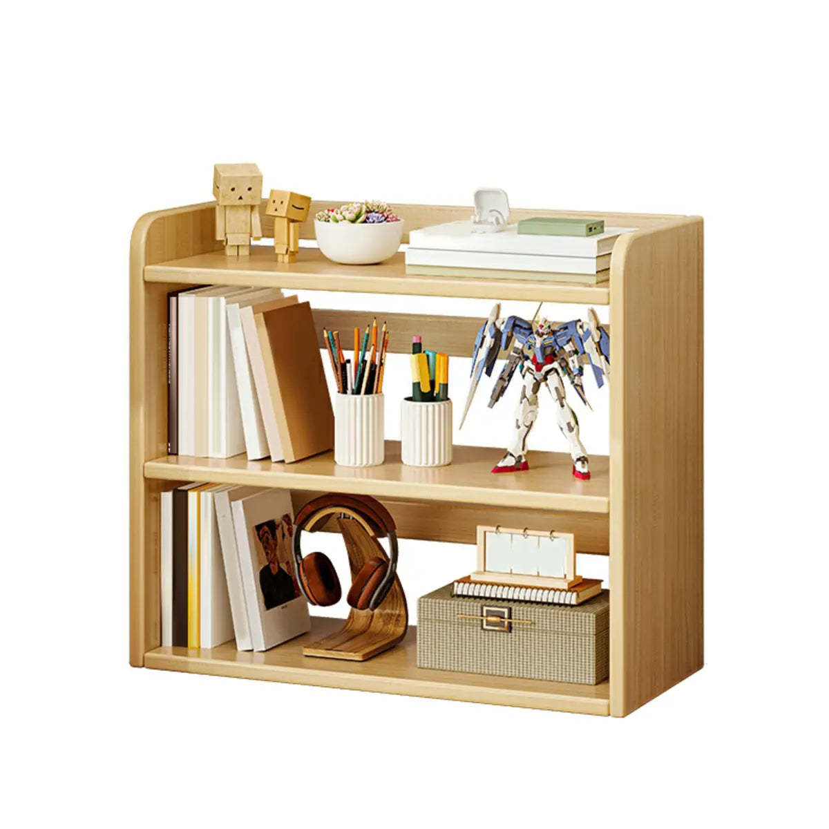 Dark Walnut Rectangular Wood 2-Tier Display Cabinet