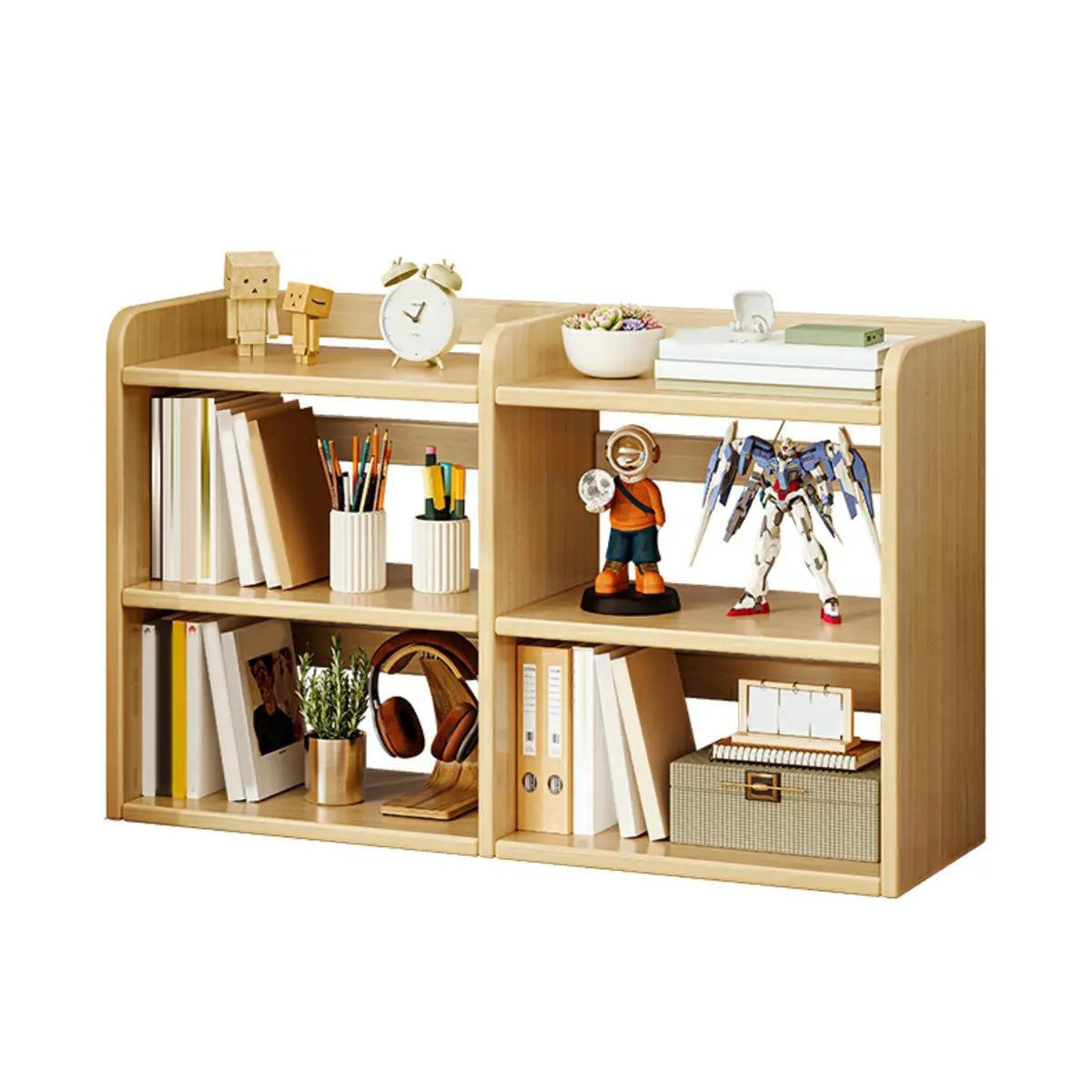 Dark Walnut Rectangular Wood 2-Tier Display Cabinet