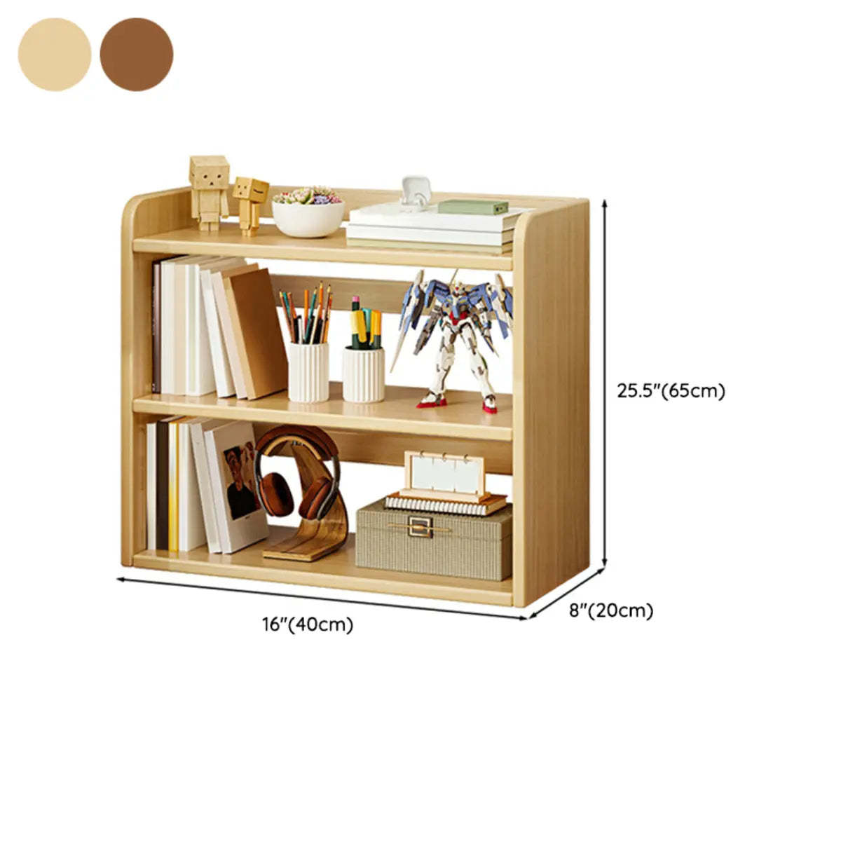 Dark Walnut Rectangular Wood 2-Tier Display Cabinet