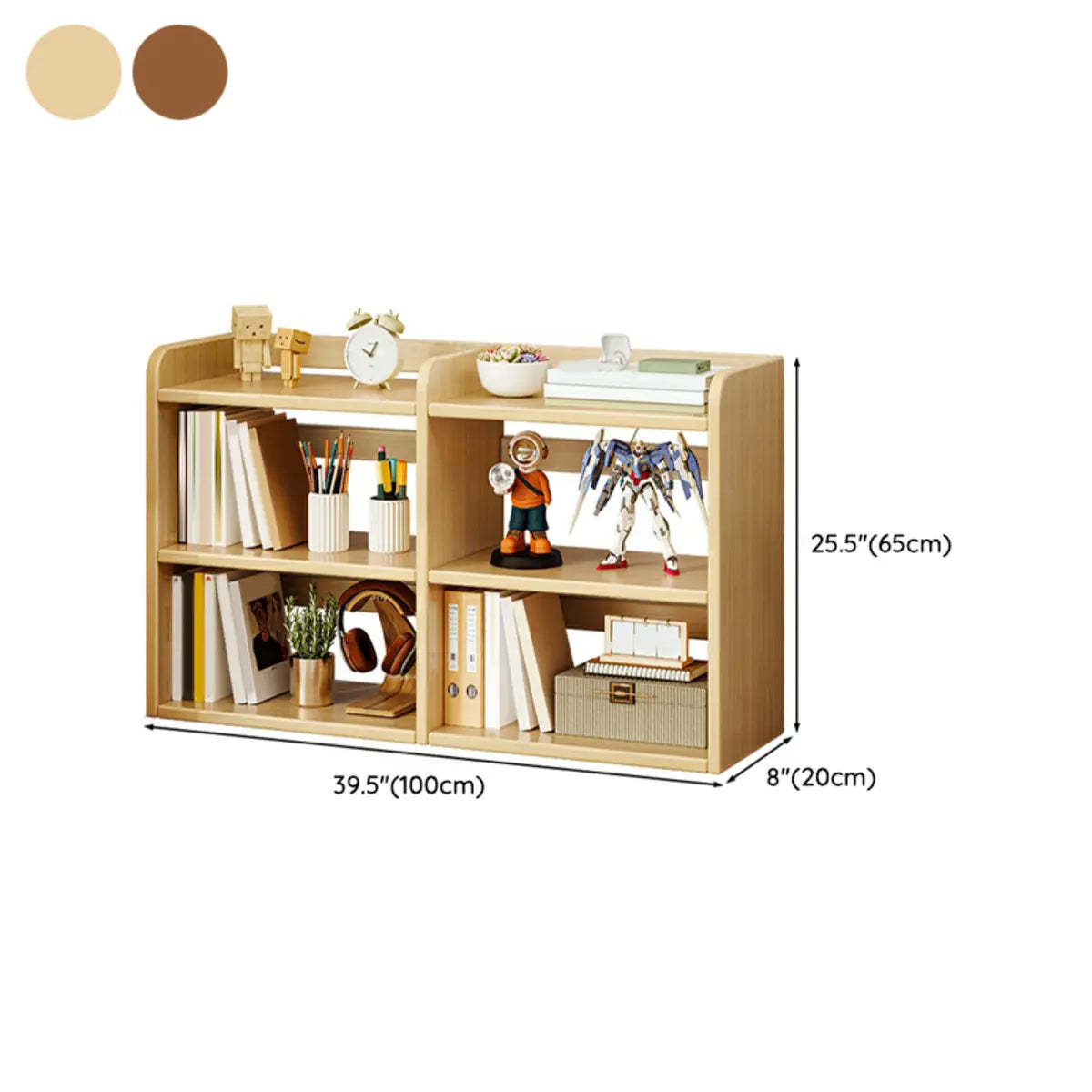 Dark Walnut Rectangular Wood 2-Tier Display Cabinet