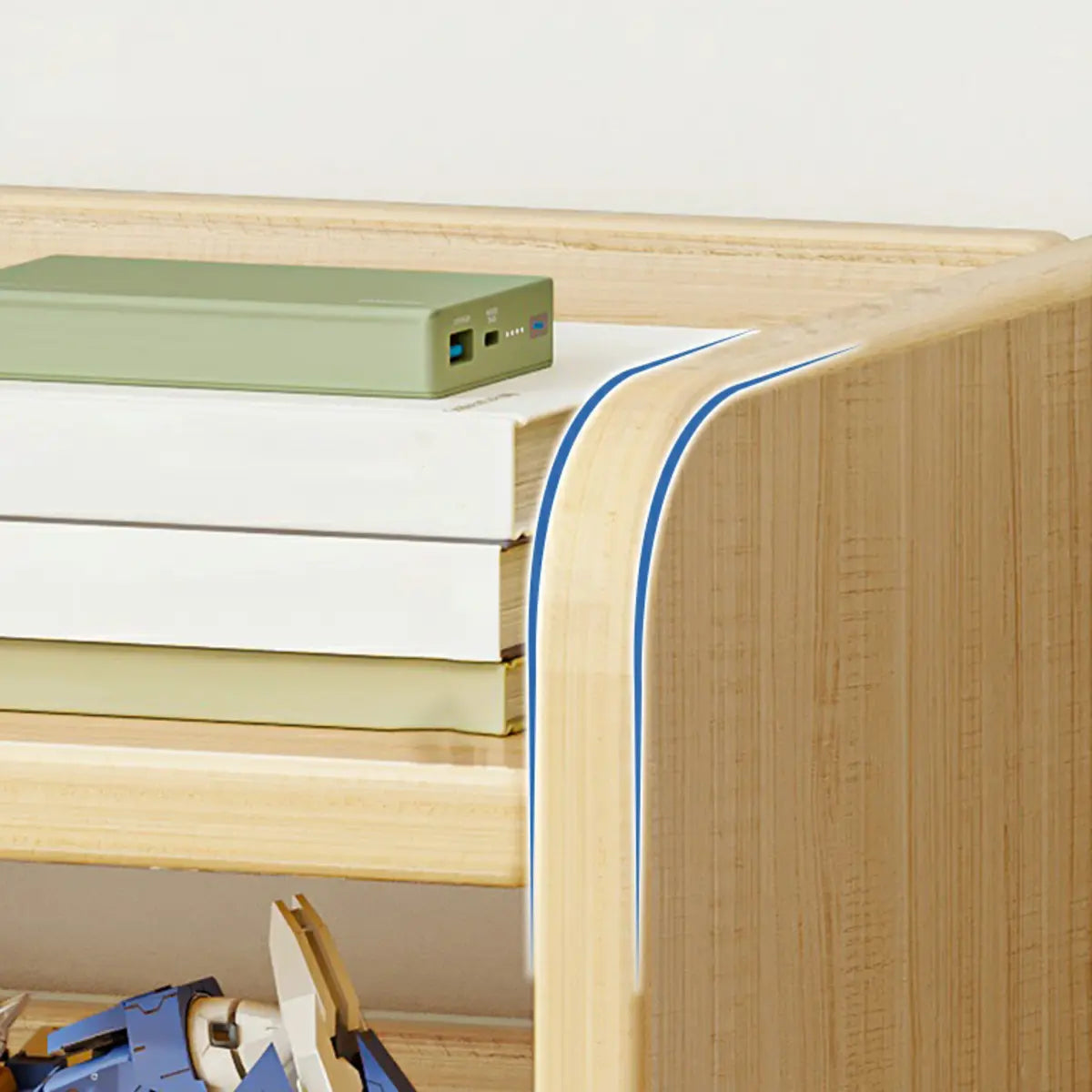 Dark Walnut Rectangular Wood 2-Tier Display Cabinet — Natural