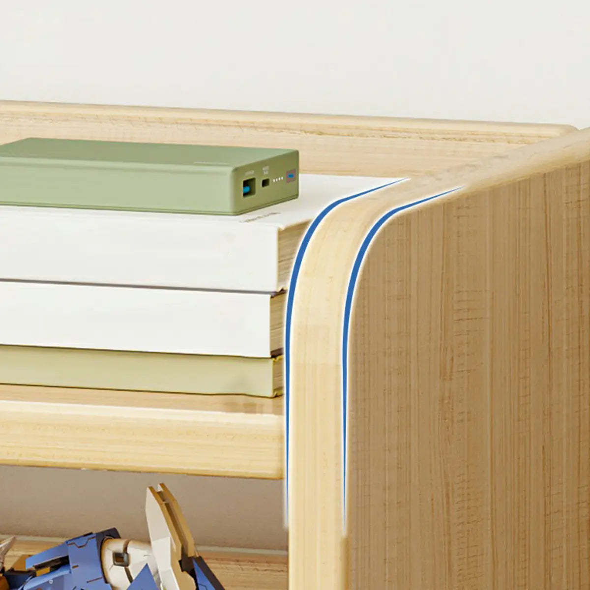 Dark Walnut Rectangular Wood 2-Tier Display Cabinet — Natural