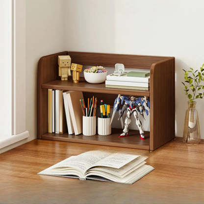 Dark Walnut Rectangular Wood 2-Tier Display Cabinet — Dark Walnut