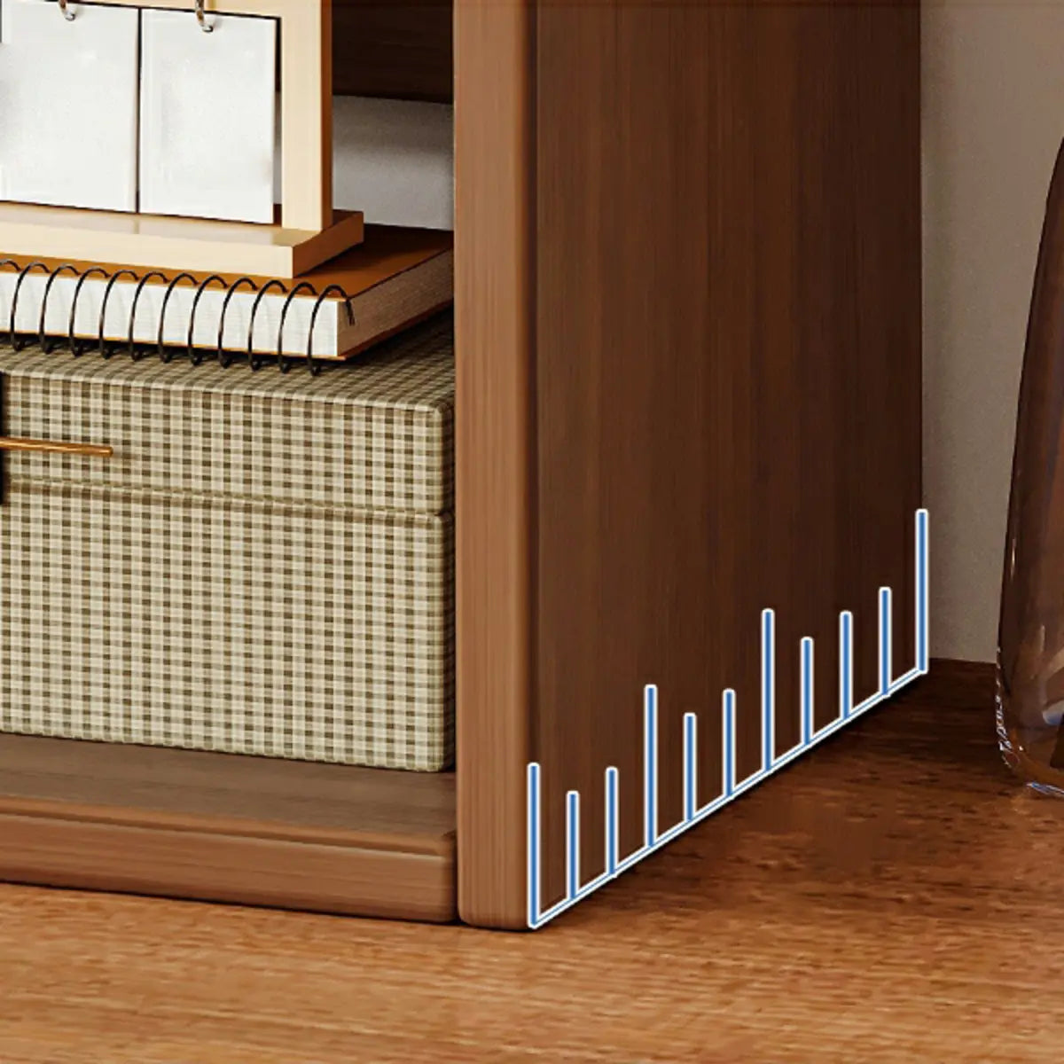 Dark Walnut Rectangular Wood 2-Tier Display Cabinet — Natural