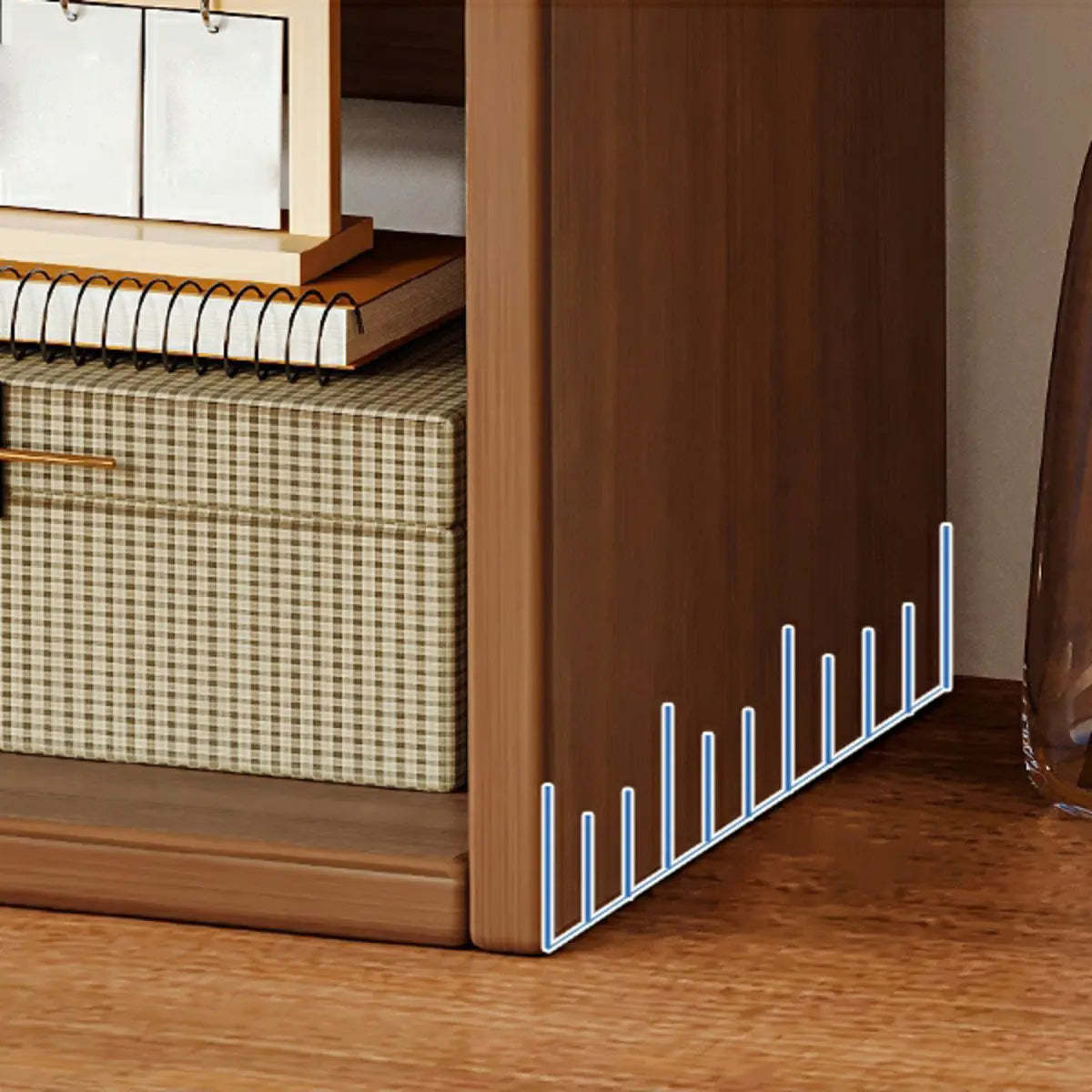 Dark Walnut Rectangular Wood 2-Tier Display Cabinet — Natural