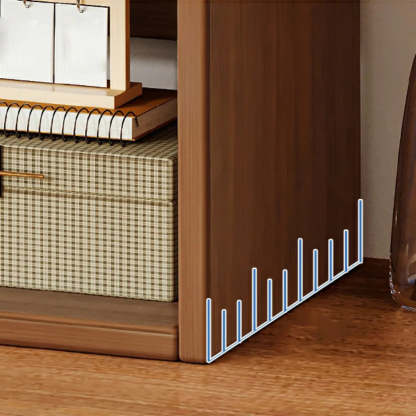 Dark Walnut Rectangular Wood 2-Tier Display Cabinet — Natural