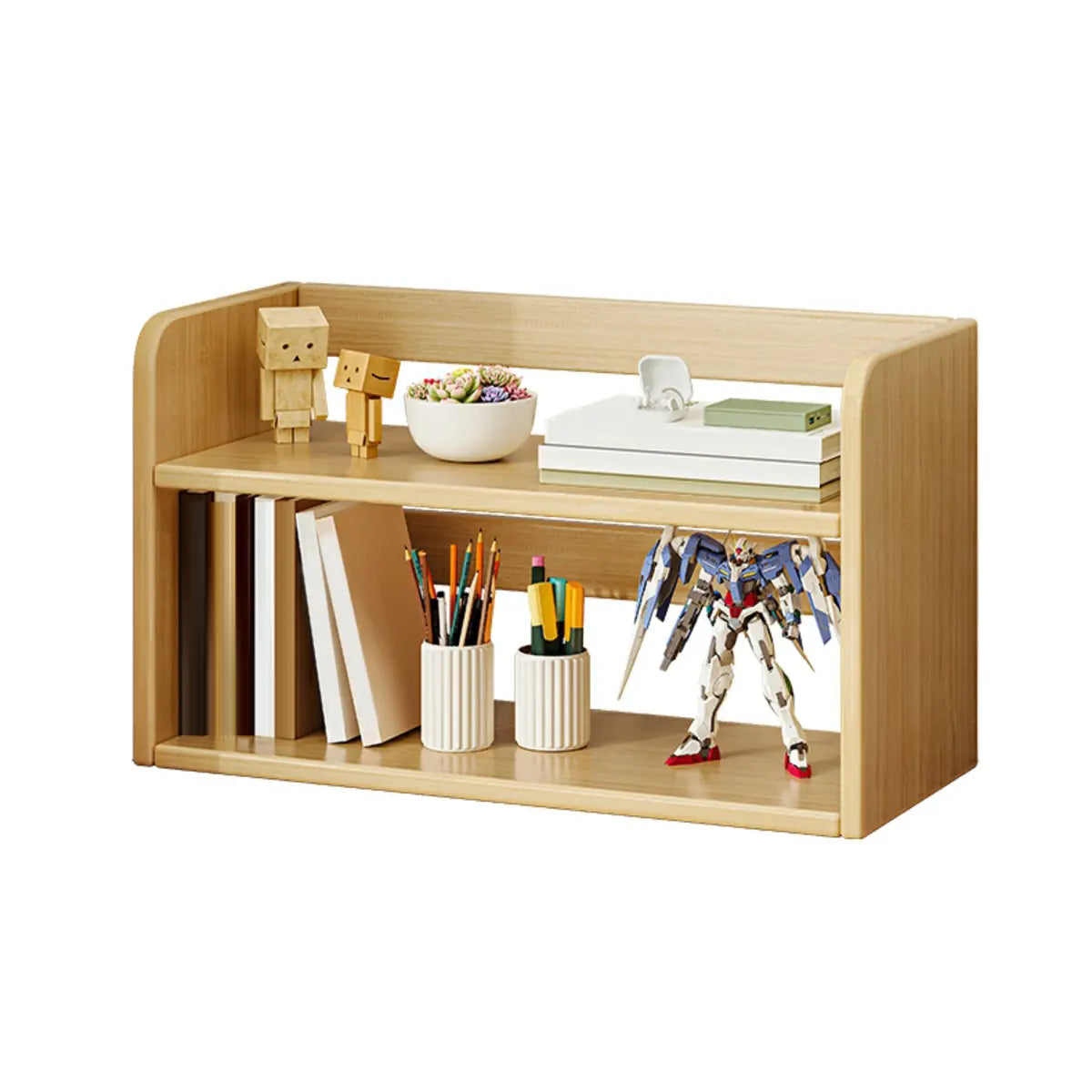 Dark Walnut Rectangular Wood 2-Tier Display Cabinet — Dark Walnut