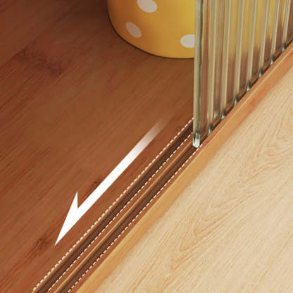 Ribbed Glass Wood Kitchen China Cabinet