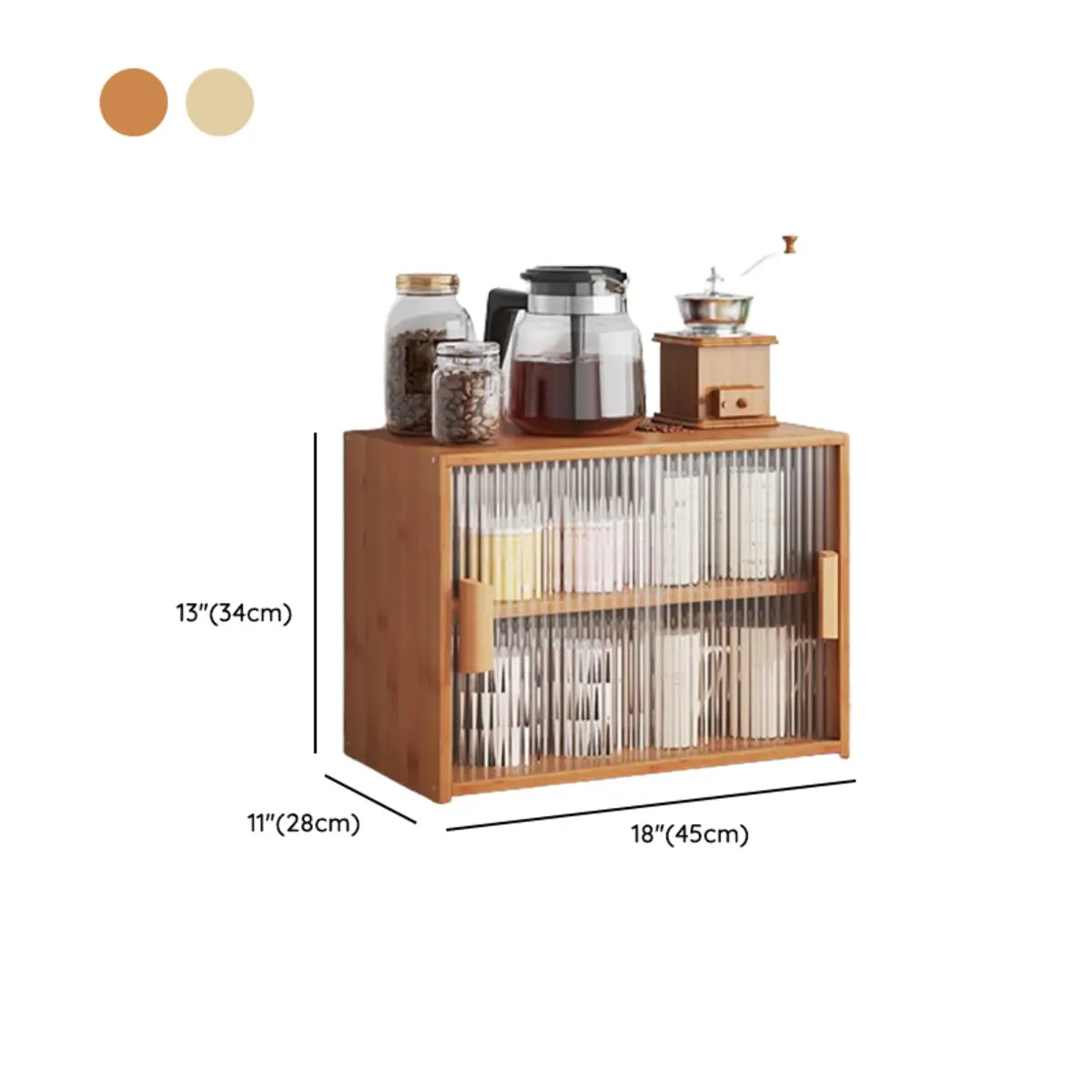 Ribbed Glass Wood Kitchen China Cabinet