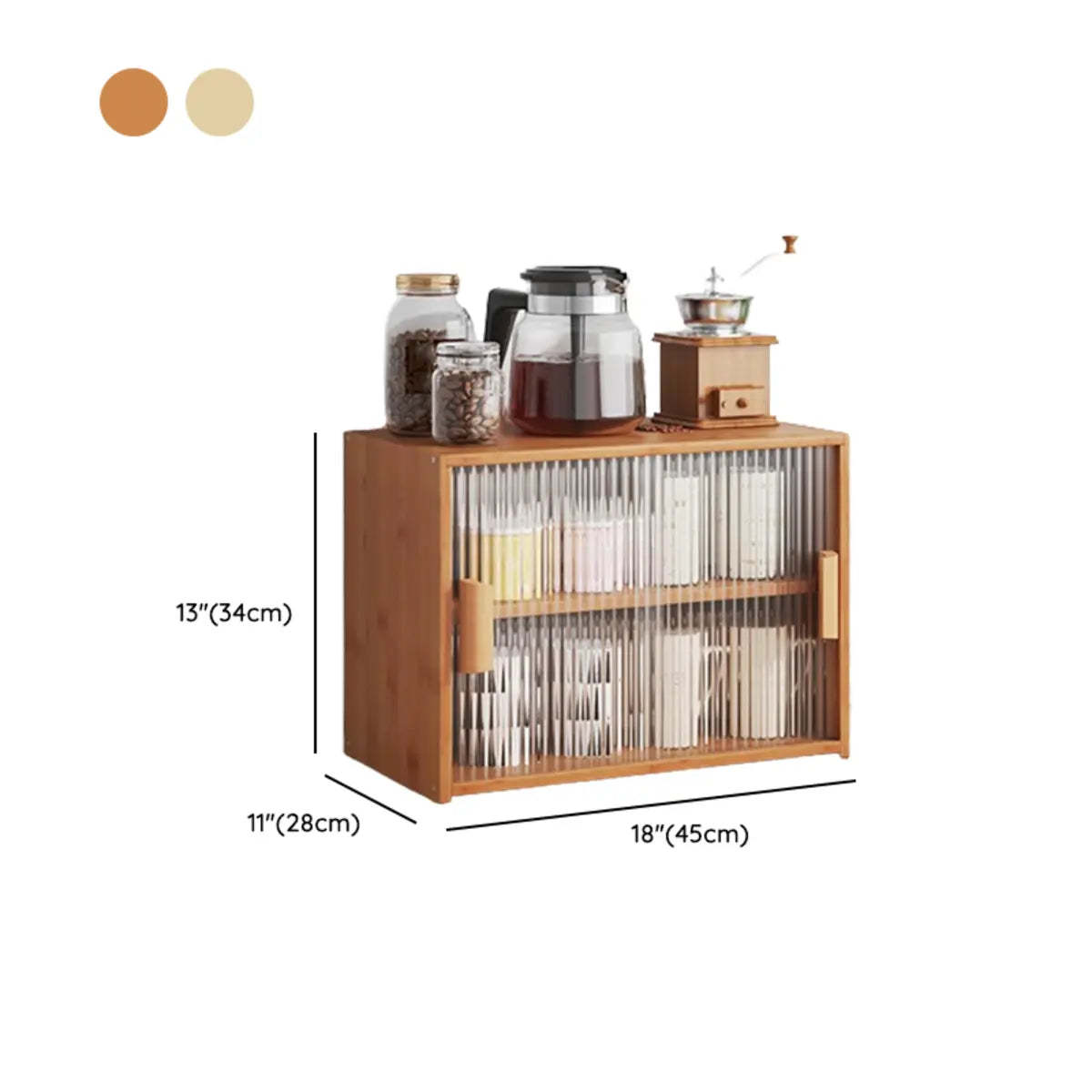 Ribbed Glass Wood Kitchen China Cabinet