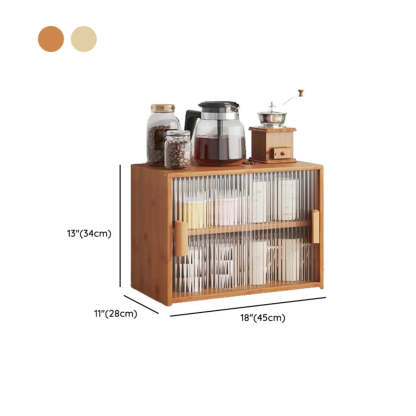 Ribbed Glass Wood Kitchen China Cabinet