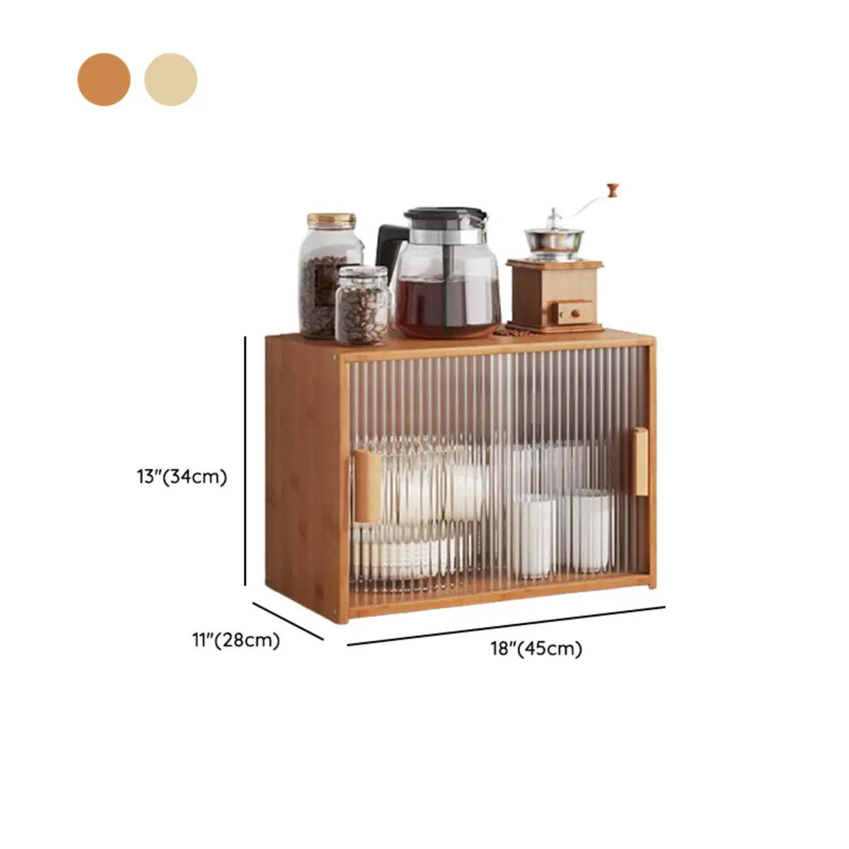 Ribbed Glass Wood Kitchen China Cabinet