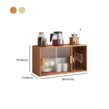 Ribbed Glass Wood Kitchen China Cabinet