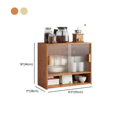 Ribbed Glass Wood Kitchen China Cabinet