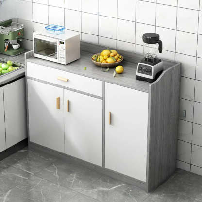 Rectangular White Wood Kitchen Sideboard