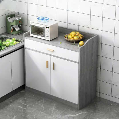 Rectangular White Wood Kitchen Sideboard