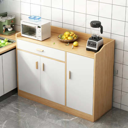 Rectangular White Wood Kitchen Sideboard