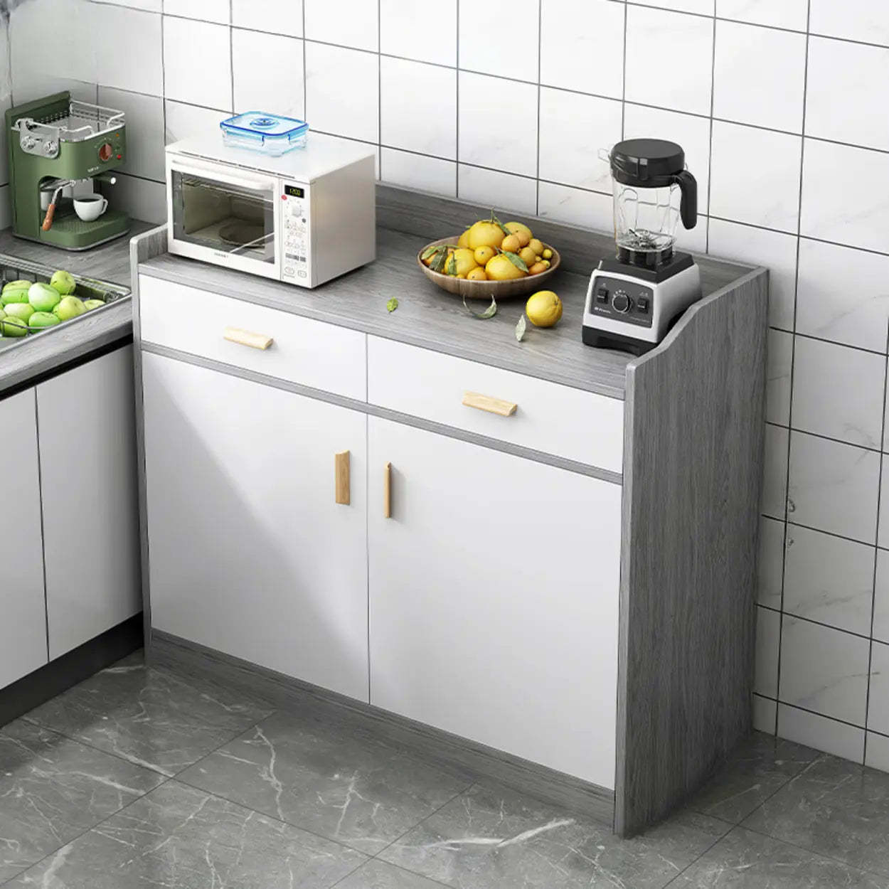 Rectangular sideboard wood buffets & sideboards for kitchen — 31.5" L x 15" W x 39.4" H / Gray