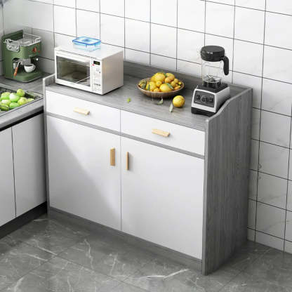 Rectangular White Wood Kitchen Sideboard