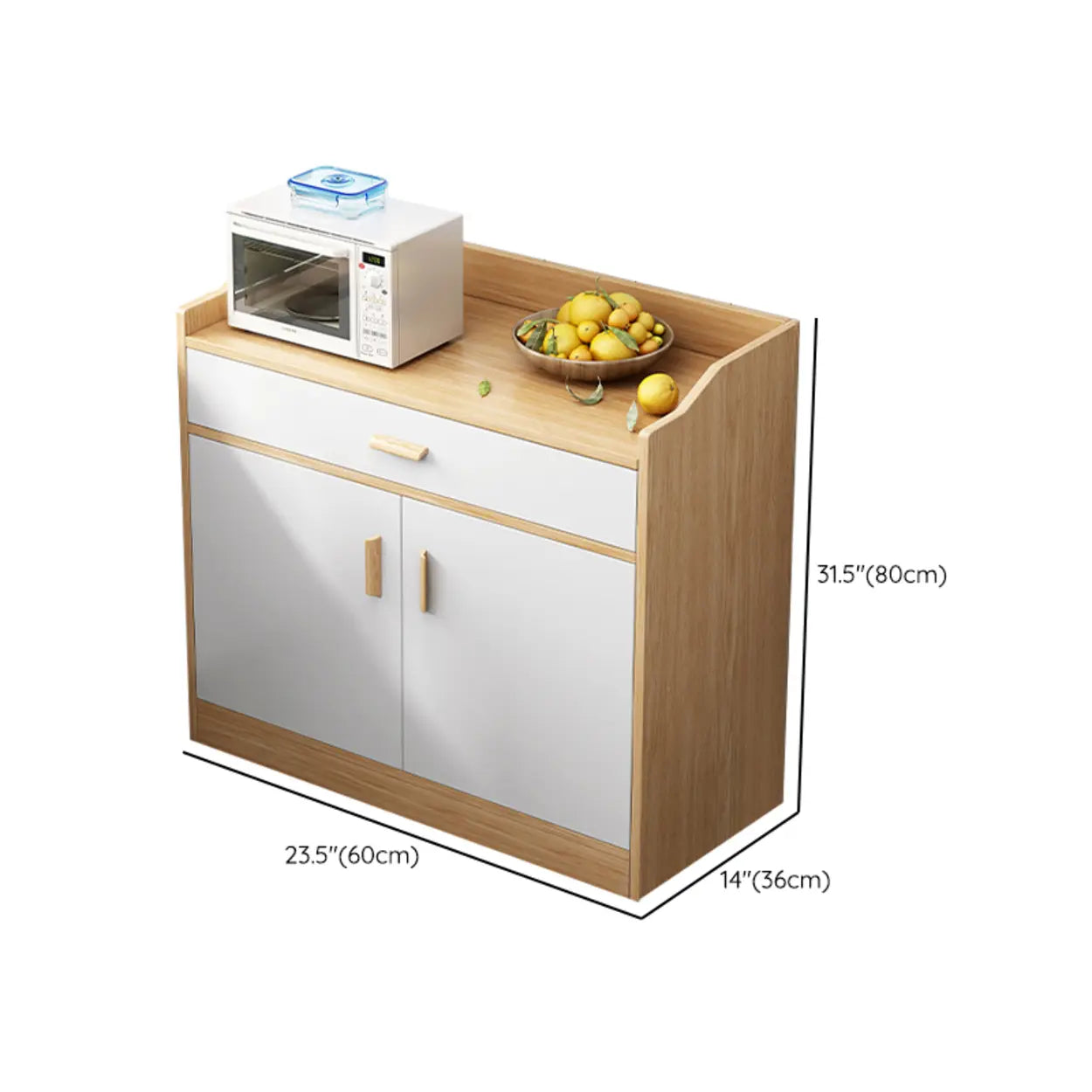Rectangular White Wood Kitchen Sideboard