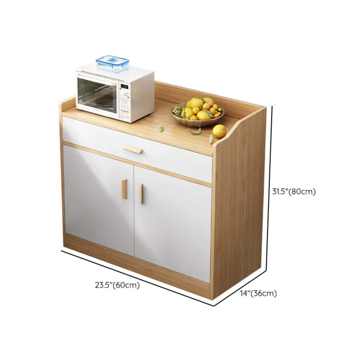 Rectangular White Wood Kitchen Sideboard