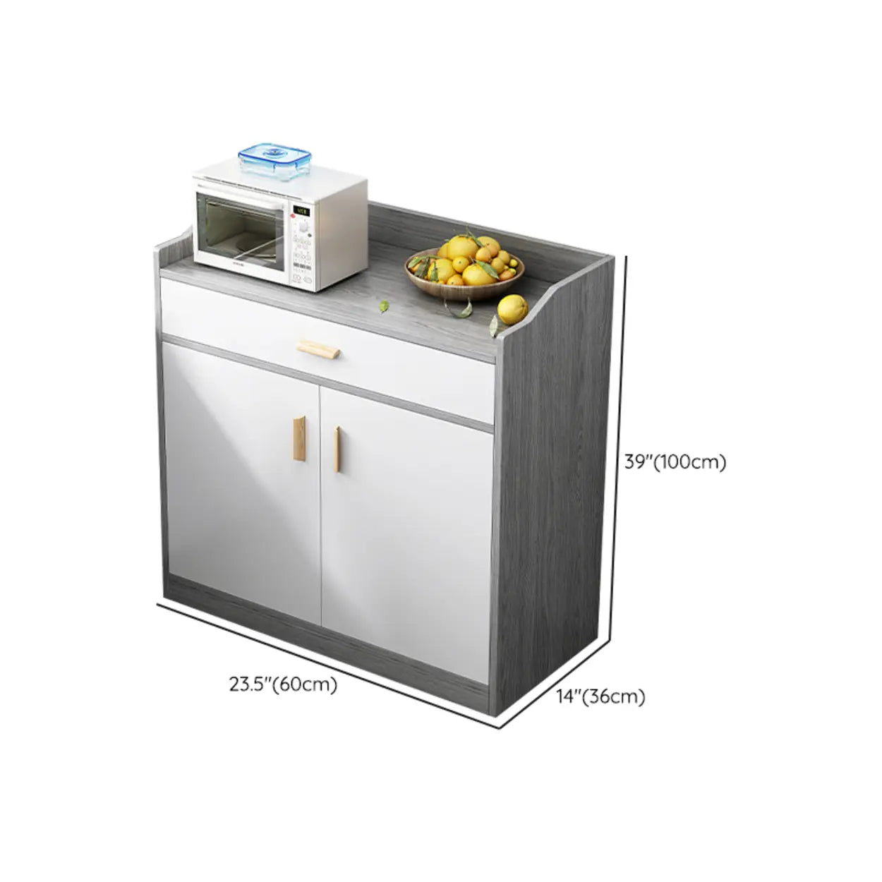 Rectangular White Wood Kitchen Sideboard