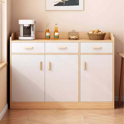 Rectangular White Wood Kitchen Sideboard — Natural