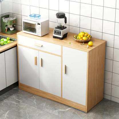 Rectangular White Wood Kitchen Sideboard — Grey