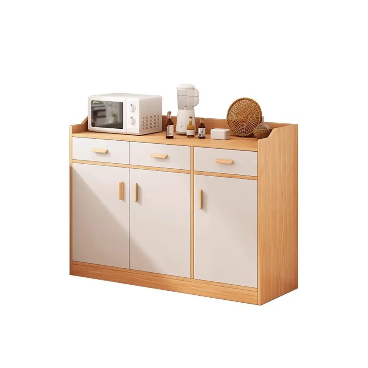 Rectangular White Wood Kitchen Sideboard — Natural