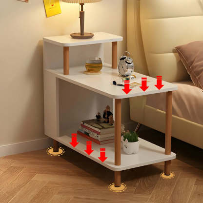 Rectangular White Wood Nightstand with Shelf — Maple / 2 Piece Set