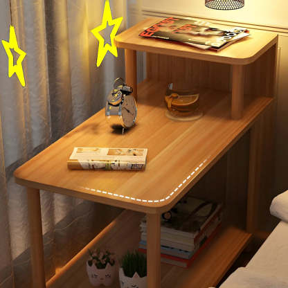 Rectangular White Wood Nightstand with Shelf — White / 2 Piece Set